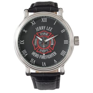 Firefighter Custom Text Name Personalized Watch