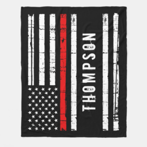 Thin Red Line Flag Personalized Firefighter Fleece Blanket