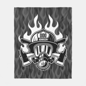 Custom Fire Rescue Firefighter Flames Fleece Blanket