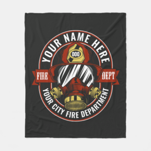 Customize Firefighter Helmet Mask Fire Rescue Fleece Blanket