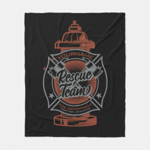 Fire Hydrant Fire Fighter Rescue Team Fleece Blanket