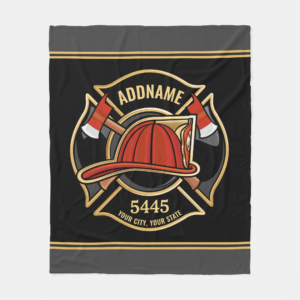 Firefighter Fire Station Department Badge Fleece Blanket