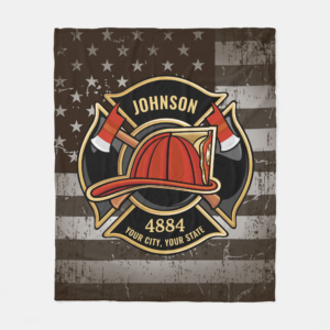 Firefighter Fireman Fire Rescue USA Flag Fleece Blanket