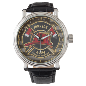 Firefighter NAME Fireman Fire Department USA Flag Watch