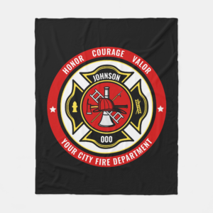 Personalized Firefighter Rescue Fire Department Fleece Blanket