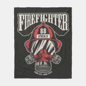 Personalized Firefighter Mask Fire Helmet Fleece Blanket